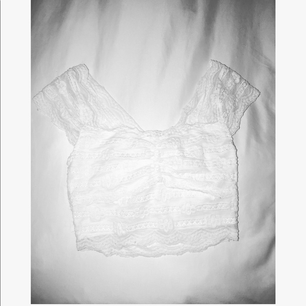 Bright White Sheer Lace Bandeau Top